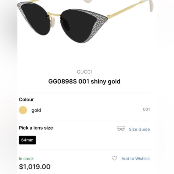 Gucci cat eyed women sunglasses. Very light weight - Picture 1 of 2